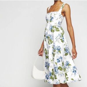 Reformation Floral Blue and Green Women's Dress